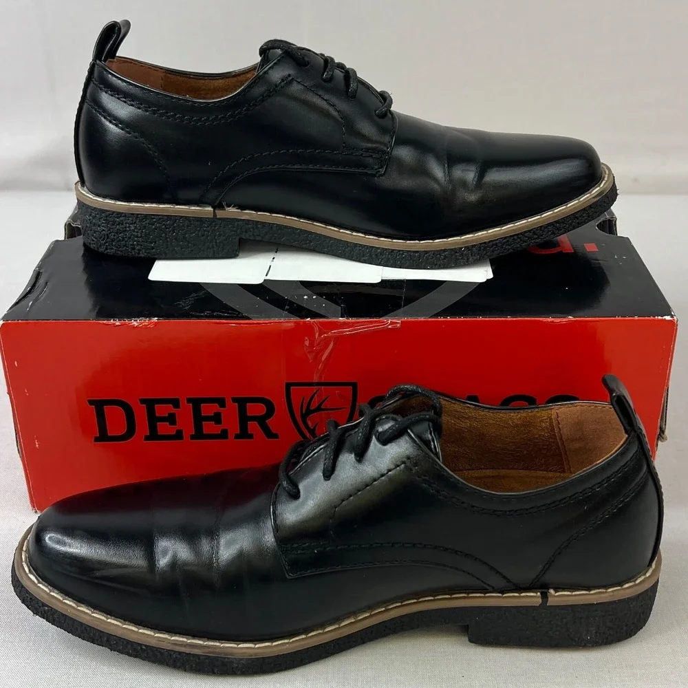 Deer Stags Zander Oxford Black Boys Youth Black Dress Shoes Size 2.5 BRAND NEW